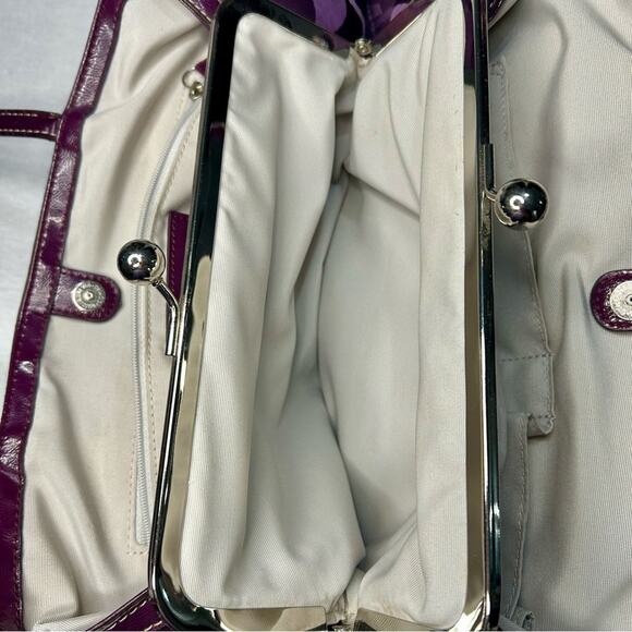 Coach Signature Purple Jacquard Shoulder Bag Tote – Leather Trim, Size: Large - Picture 4 of 12